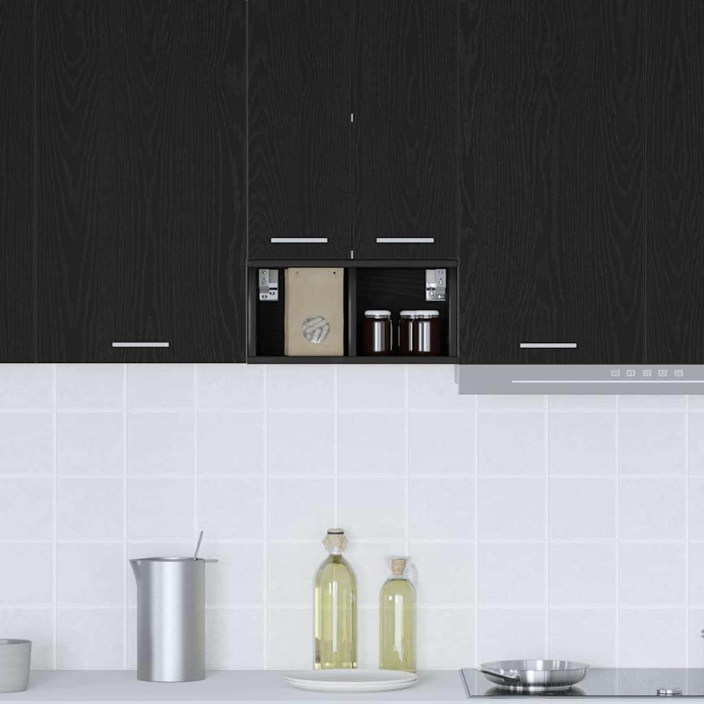 Contemporary Hanging Cabinet with Shelf Riga Black Oak - Sturdy | 1vty
