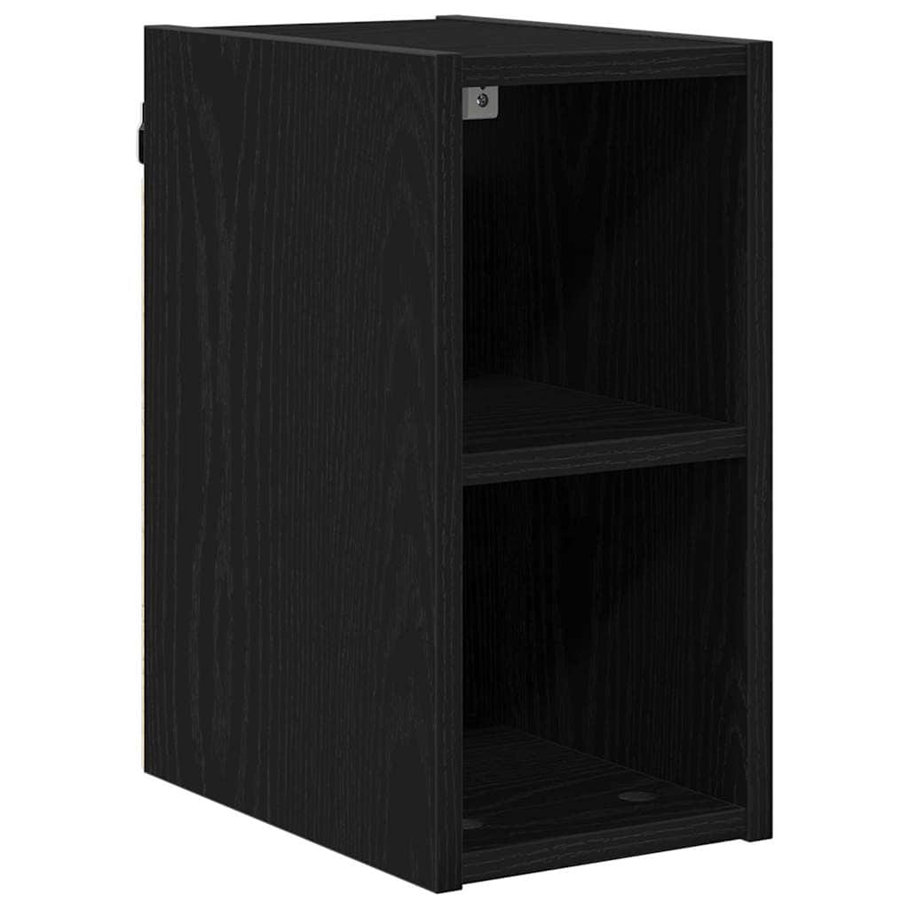 Black colour - Contemporary Hanging Cabinet with Shelf Riga Black Oak - Sturdy