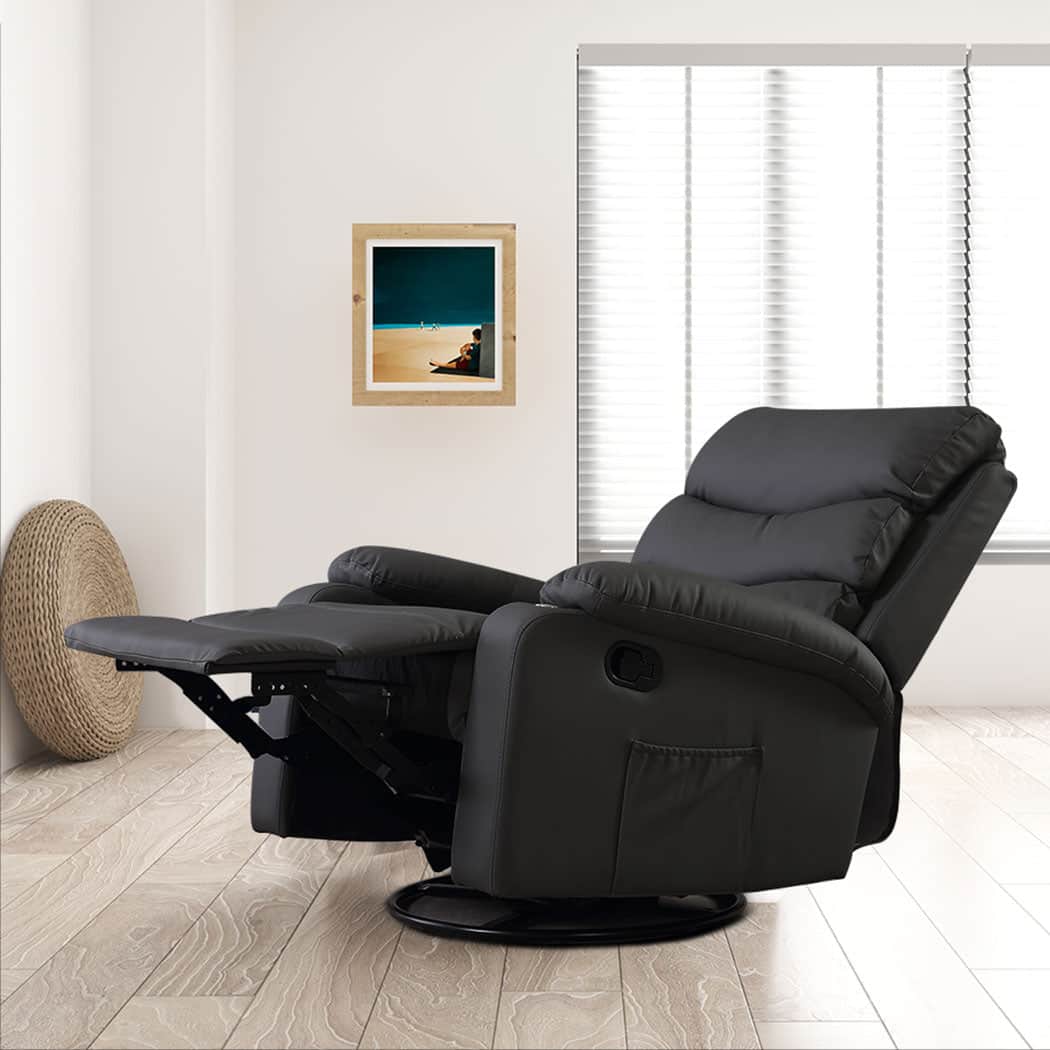 Contemporary Massage Chair Recliner 360 Swivel Black  Easy Assembly