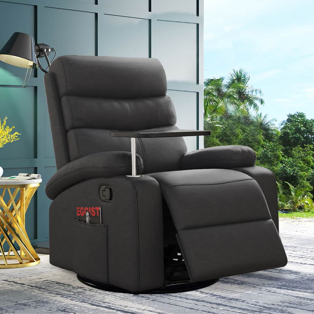 Contemporary Massage Chair Recliner 360 Swivel Black  Easy Assembly