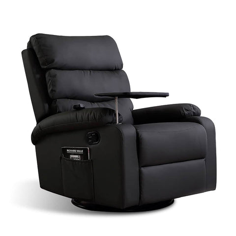 Contemporary Massage Chair Recliner 360 Swivel Black  Easy Assembly