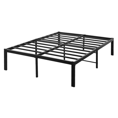 Contemporary Metal Bed Frame Heavy Duty Storage Space  Wood Finish