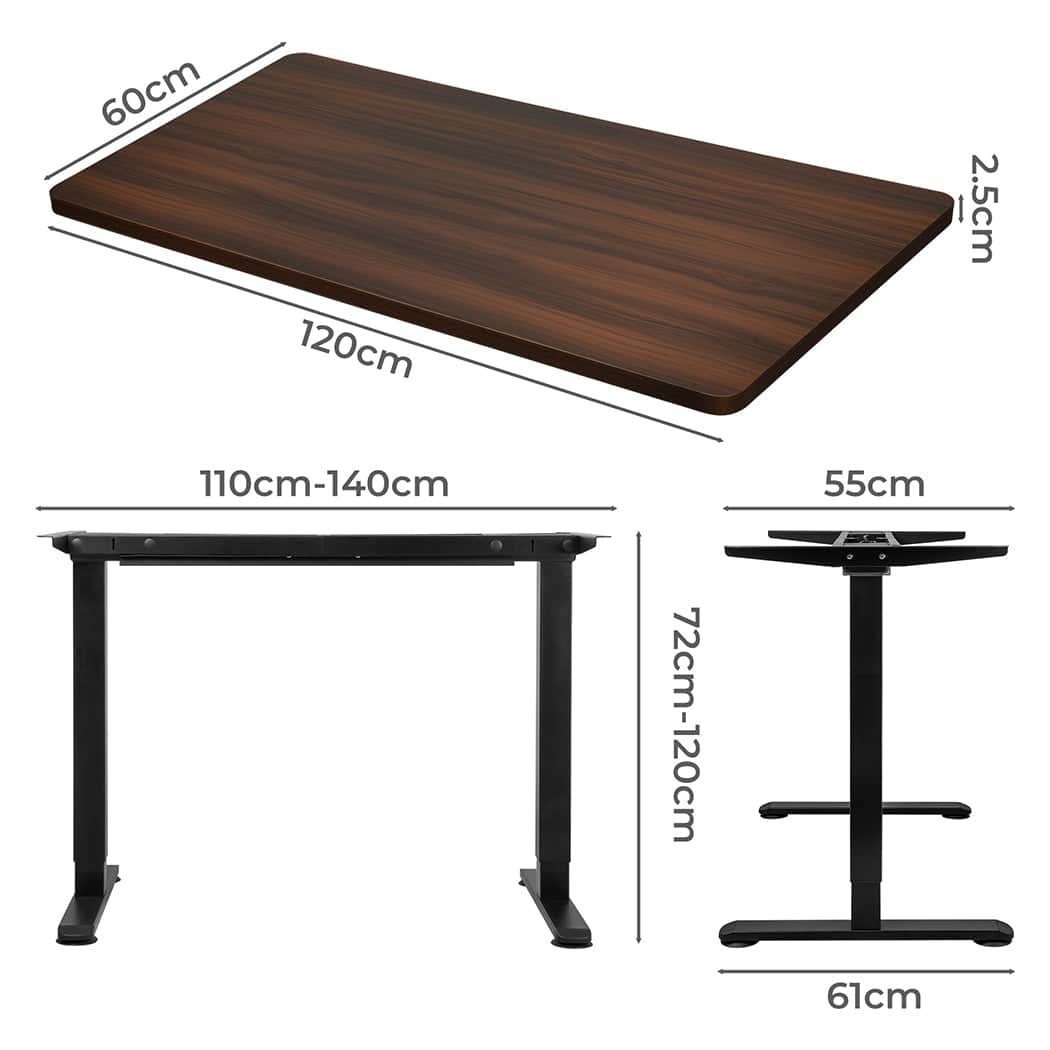 Contemporary Motorised Standing Desk Adjustable 120cm Walnut 800x