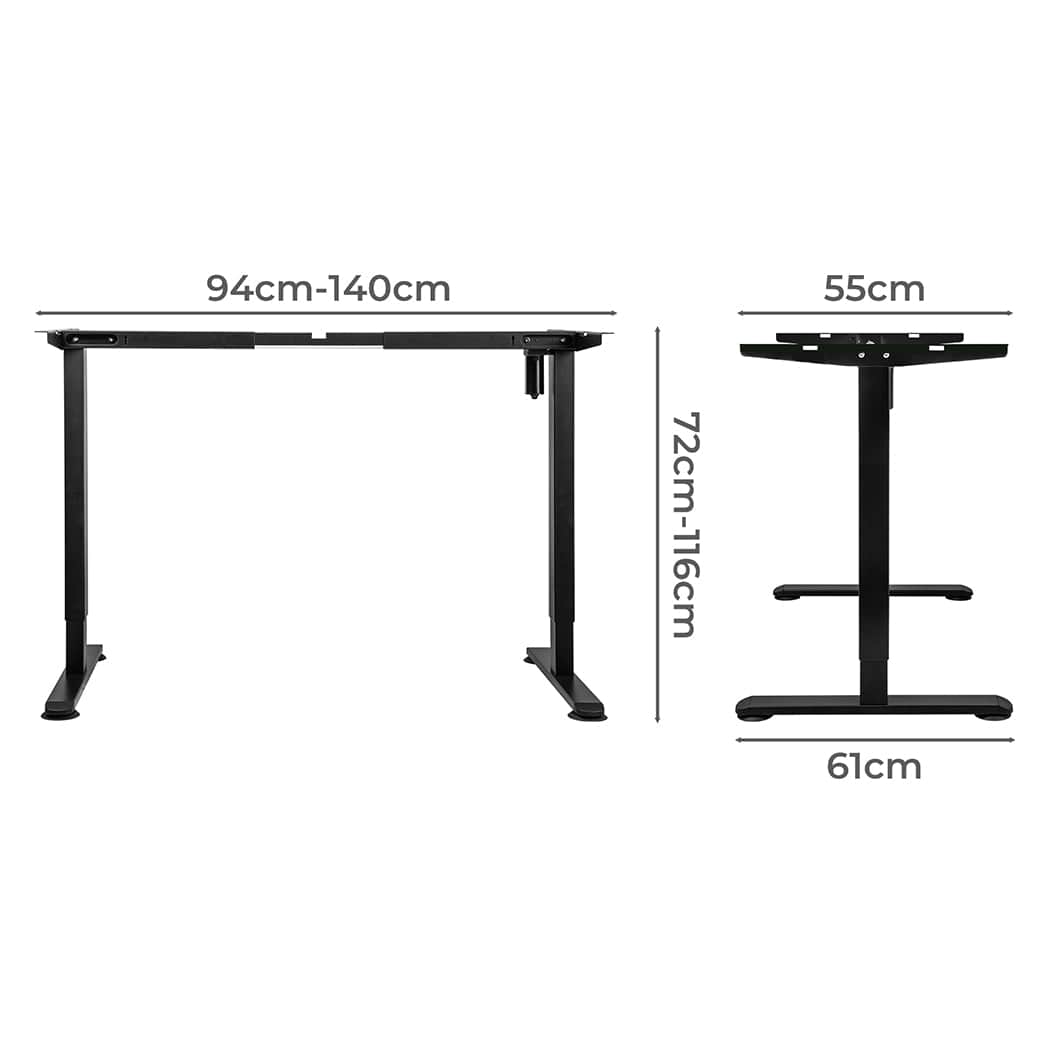 Contemporary Motorised Standing Desk Frame Black Single Motor  Sleek