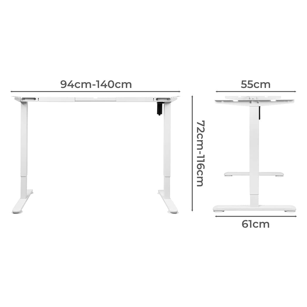 Contemporary Motorised Standing Desk Frame White Single Motor  High