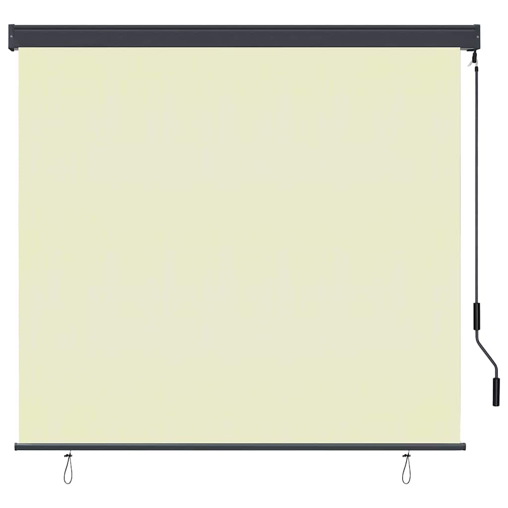 Cream colour - Contemporary Outdoor Roller Blind Striped Manual Cream Fabric