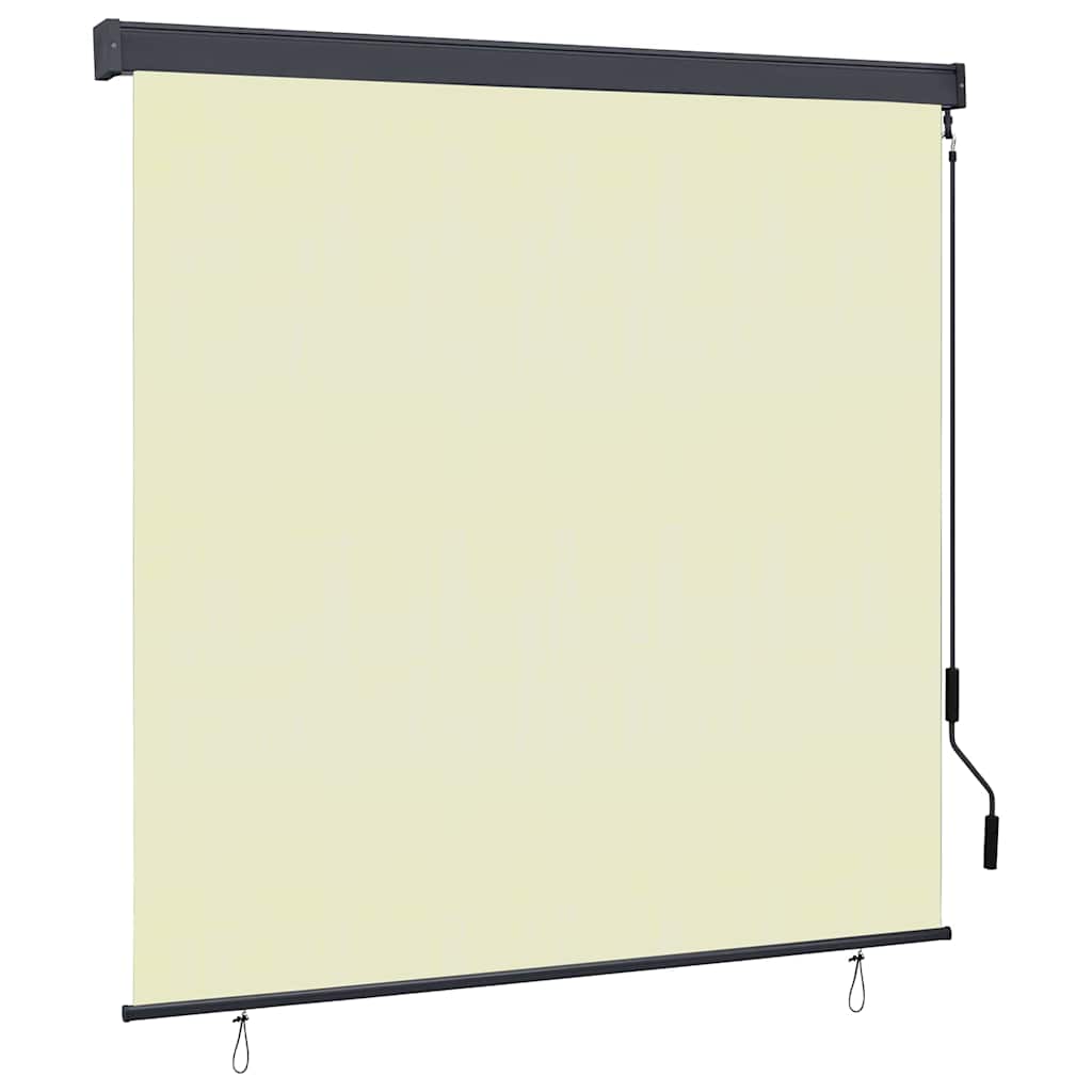Contemporary Outdoor Roller Blind Striped Manual Cream Fabric