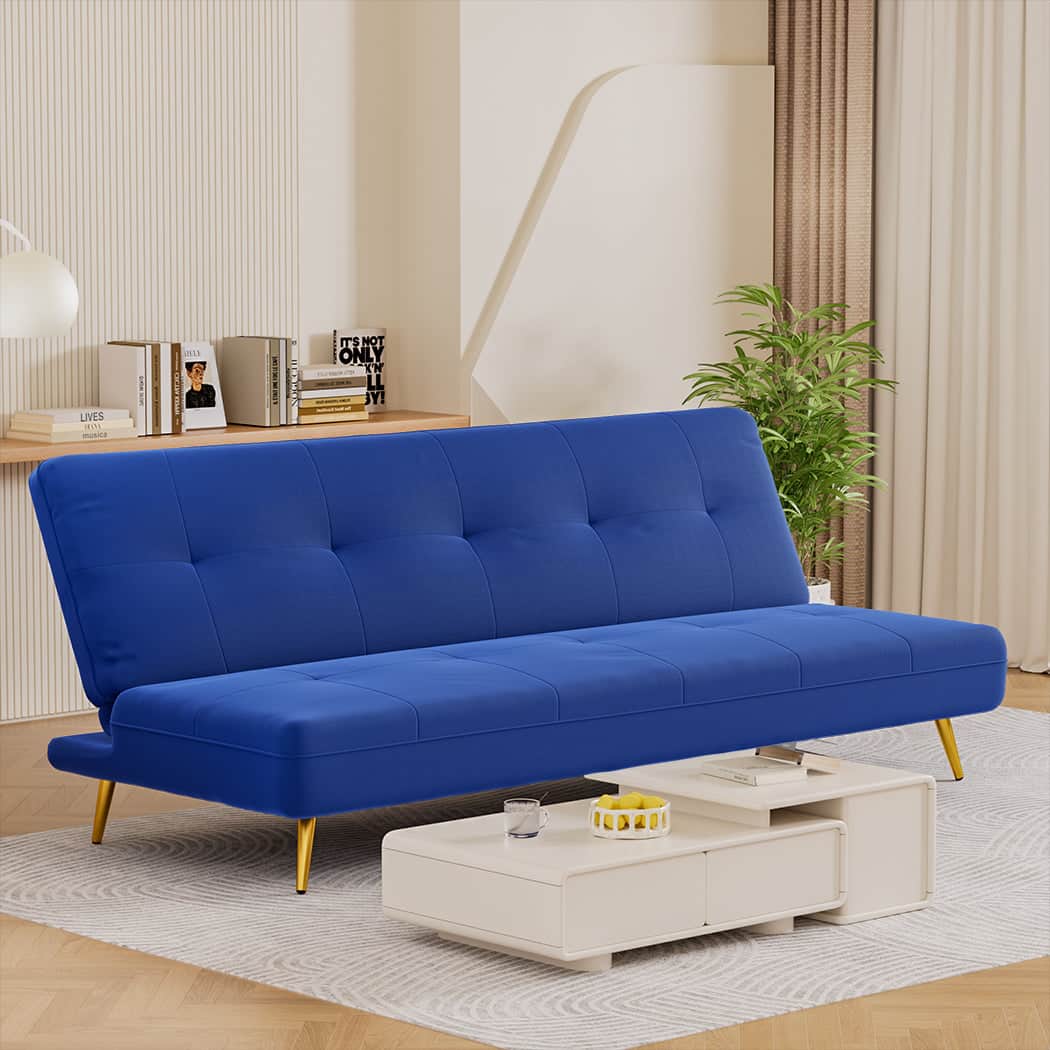 Contemporary Sofa Bed Convertible Velvet 3 Seater  Comfortable Design