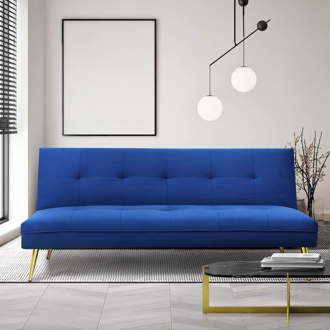 Contemporary Sofa Bed Convertible Velvet 3 Seater  Comfortable Design