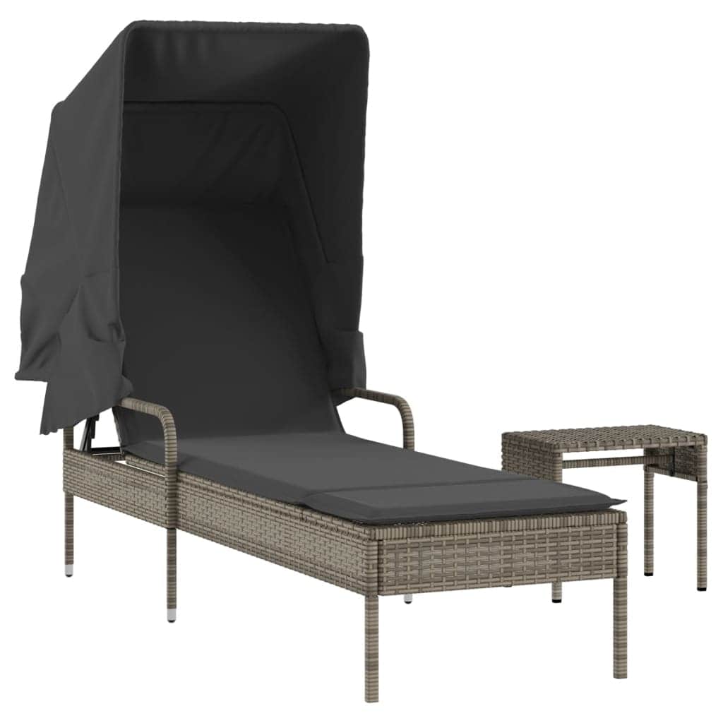 Contemporary Sun Lounger with Canopy and Indoor Outdoor Use Summer