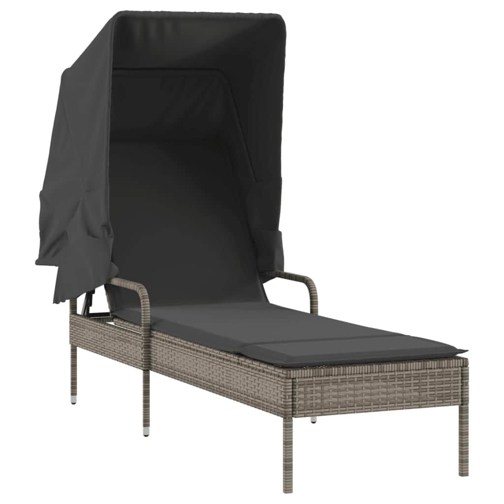 Contemporary Sun Lounger with Canopy and Indoor Outdoor Use Summer