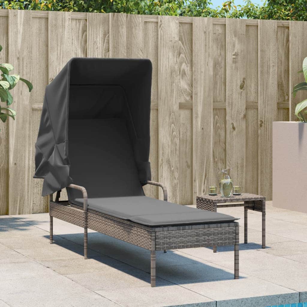 Contemporary Sun Lounger with Canopy and Indoor Outdoor Use Summer