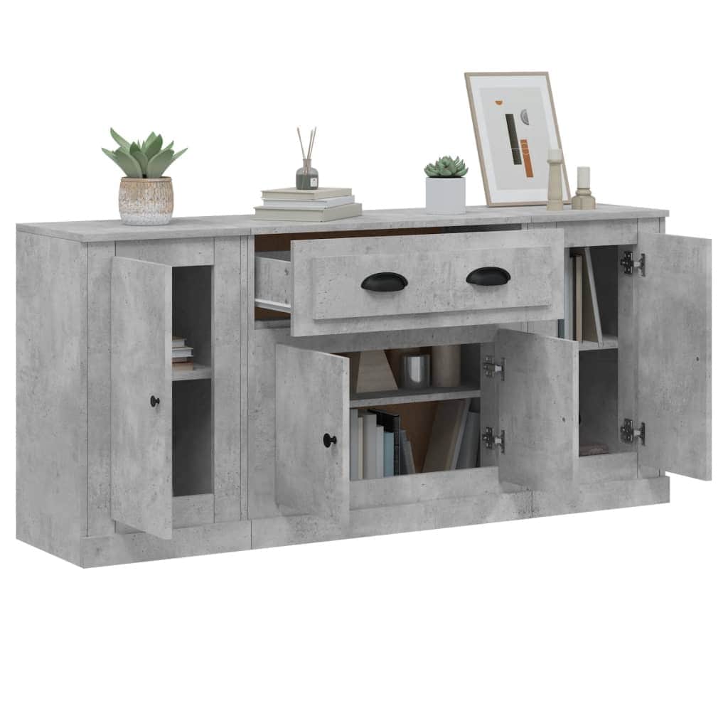 Contemporary Trio of White Engineered Wood Sideboards