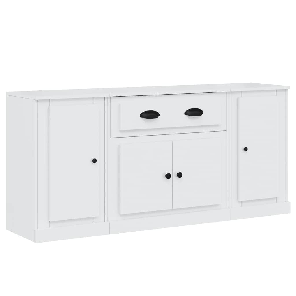 Contemporary Trio of White Engineered Wood Sideboards