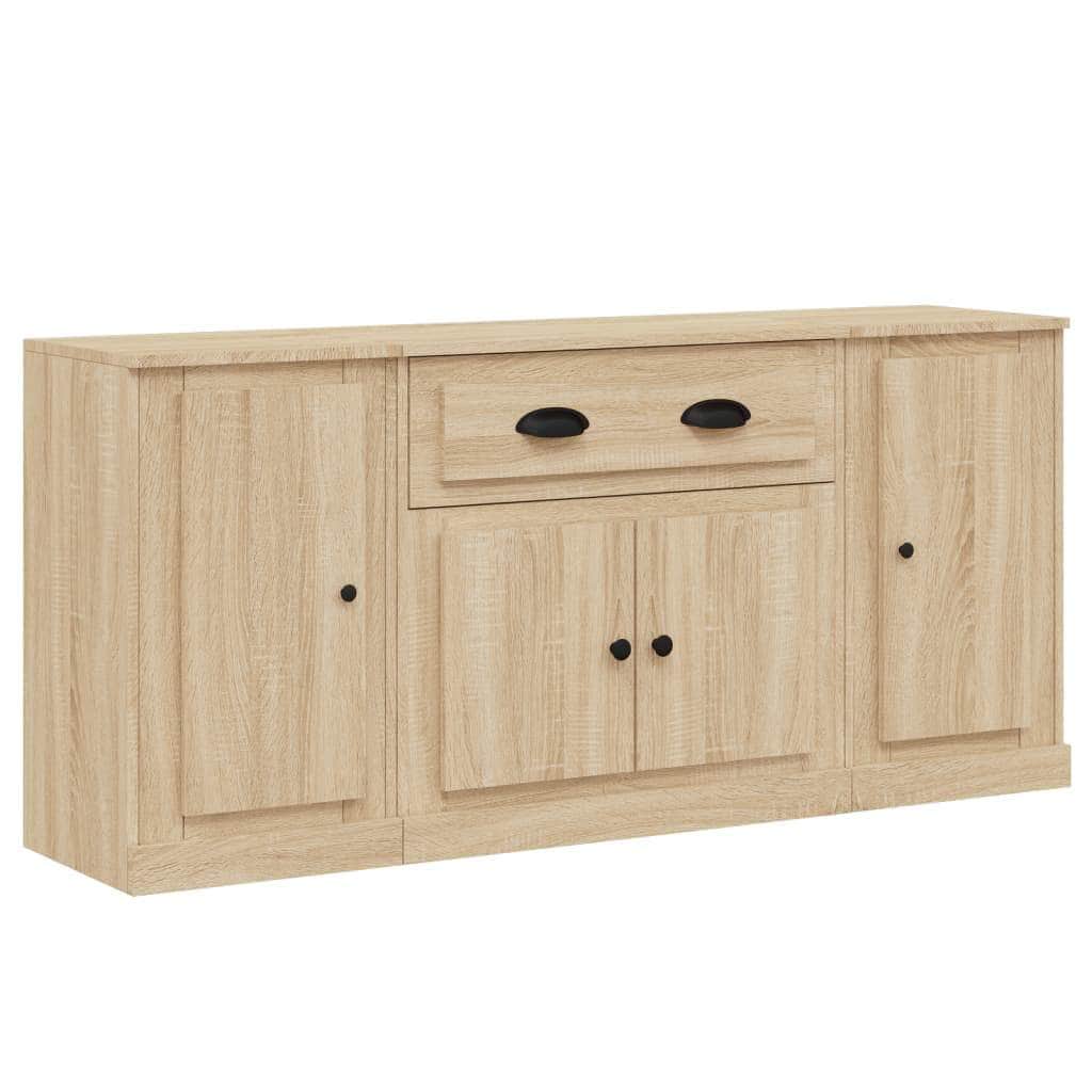 Contemporary Trio of White Engineered Wood Sideboards