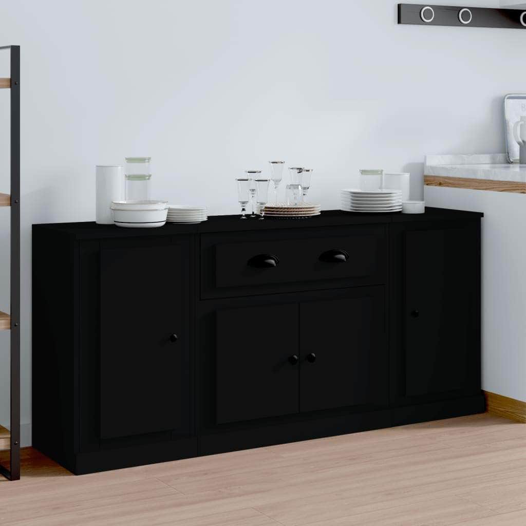Contemporary Trio of White Engineered Wood Sideboards