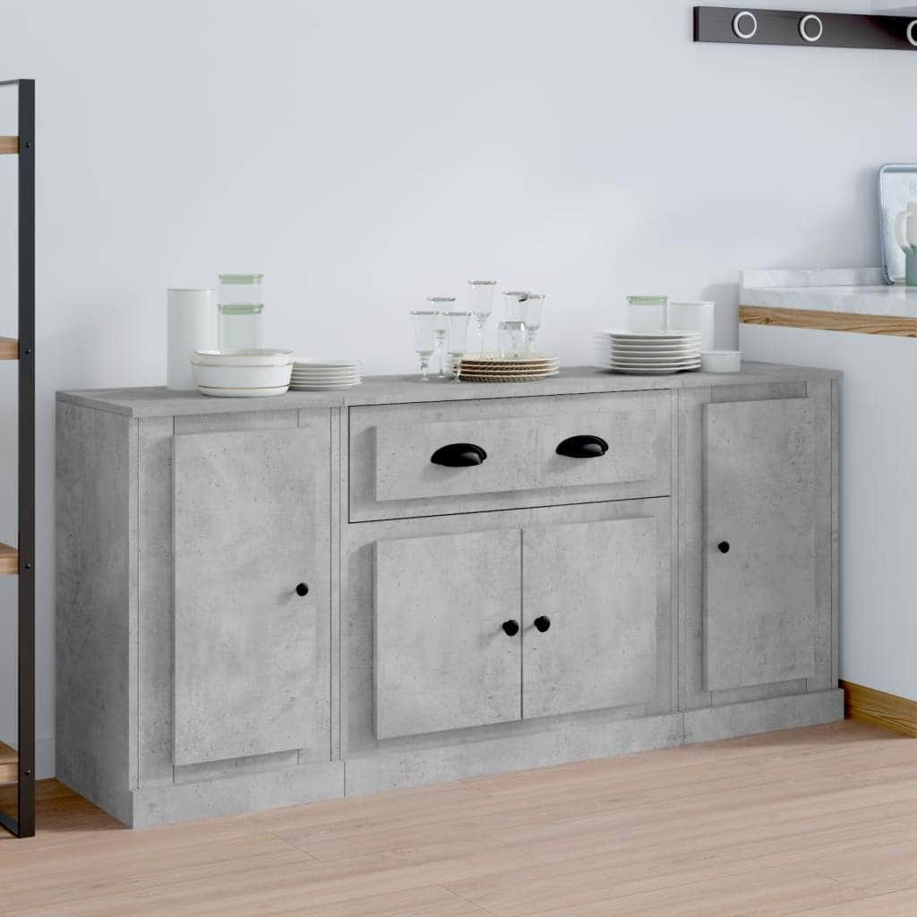 Contemporary Trio of White Engineered Wood Sideboards