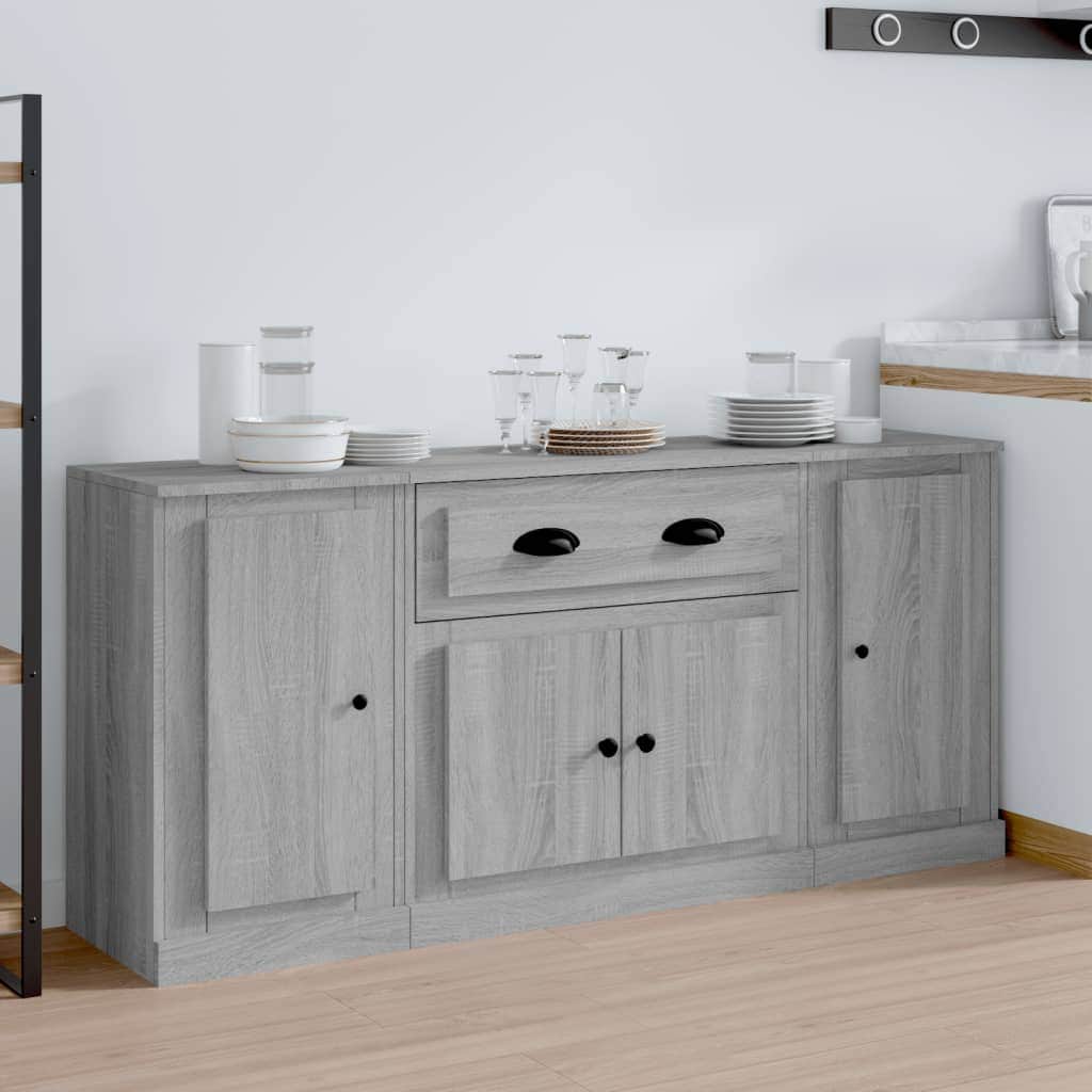 Contemporary Trio of White Engineered Wood Sideboards