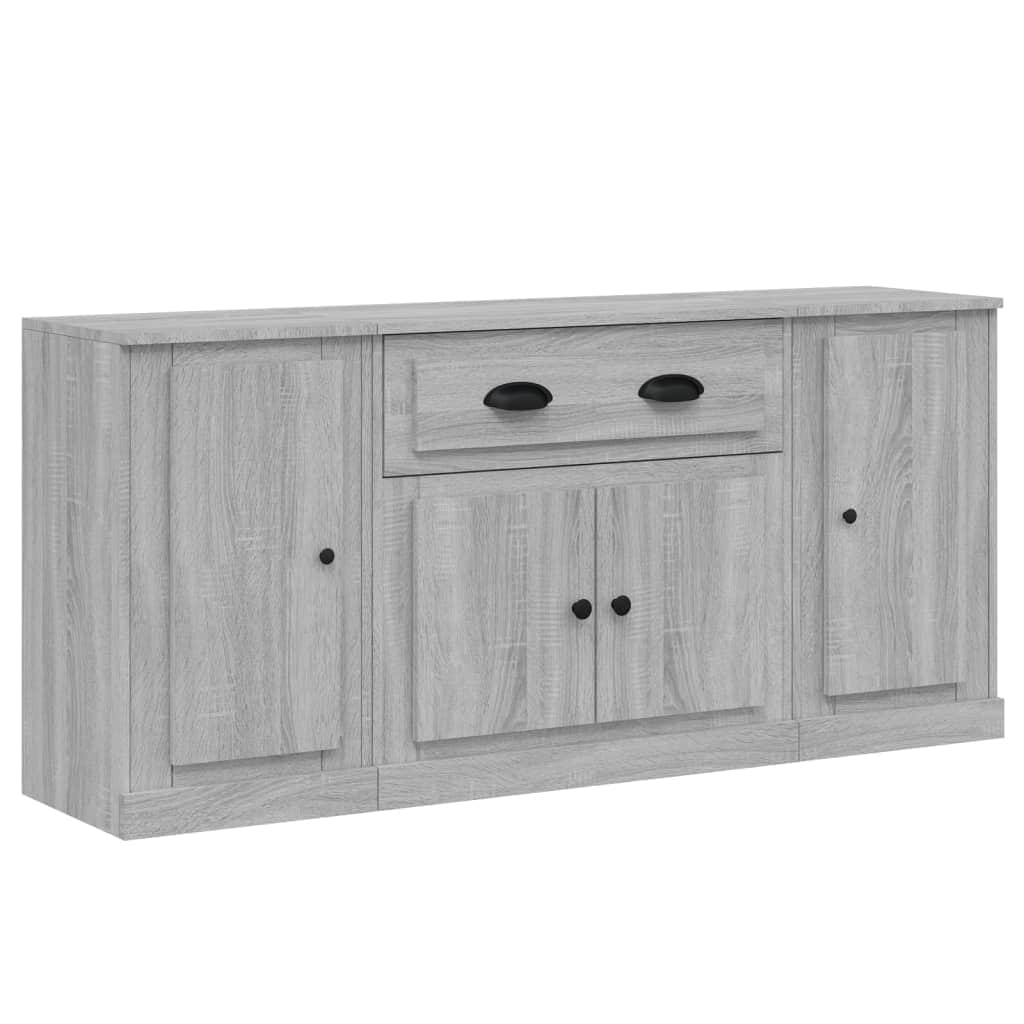 Contemporary Trio of White Engineered Wood Sideboards
