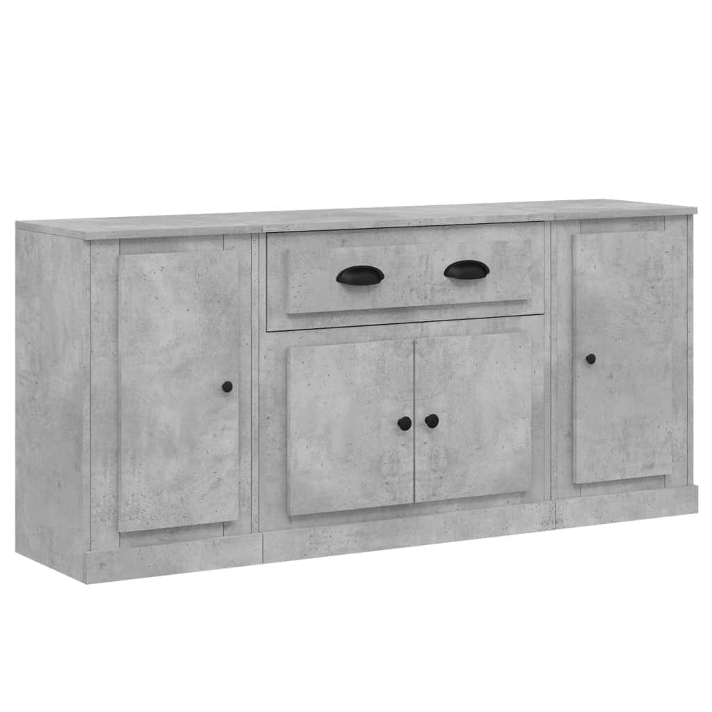 Contemporary Trio of White Engineered Wood Sideboards