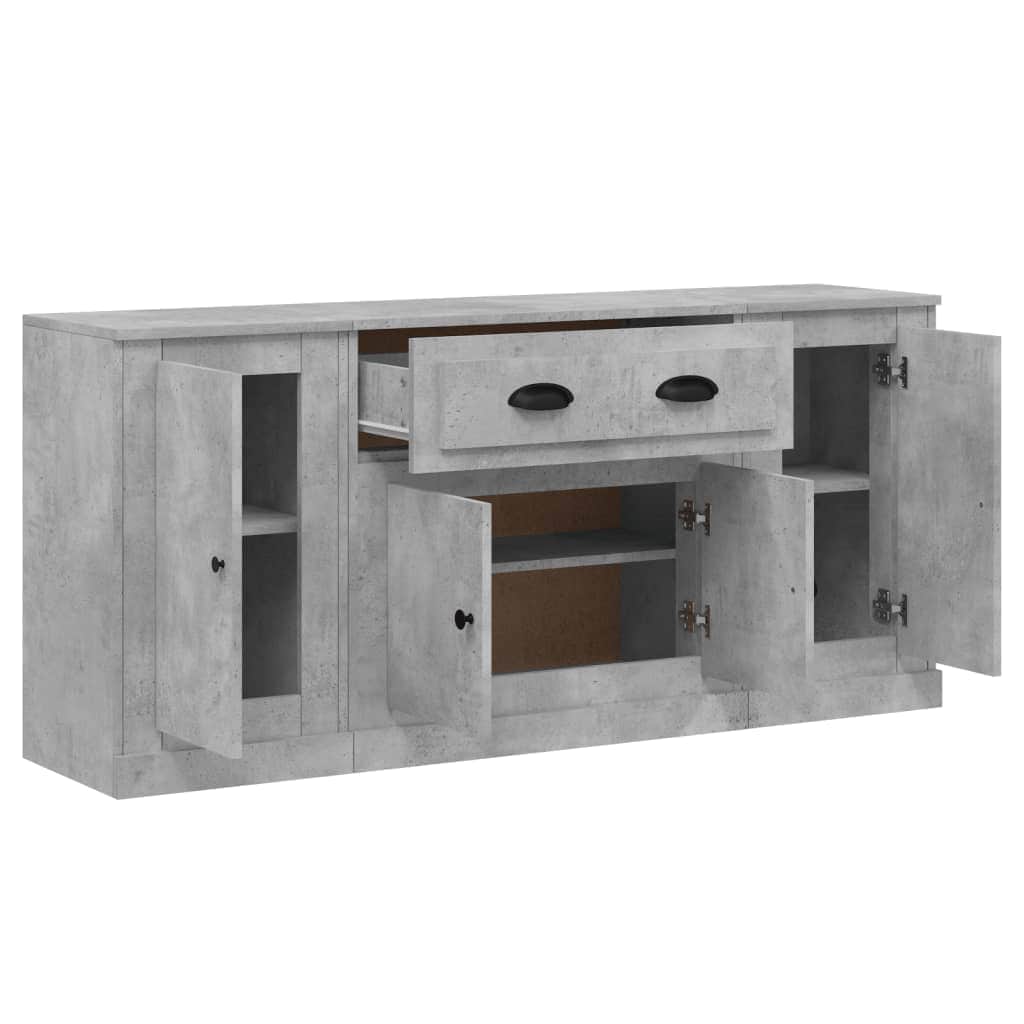 Contemporary Trio of White Engineered Wood Sideboards