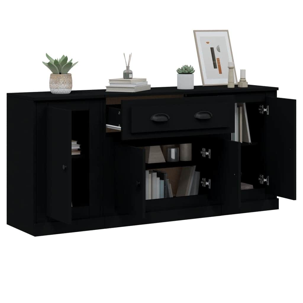 Contemporary Trio of White Engineered Wood Sideboards