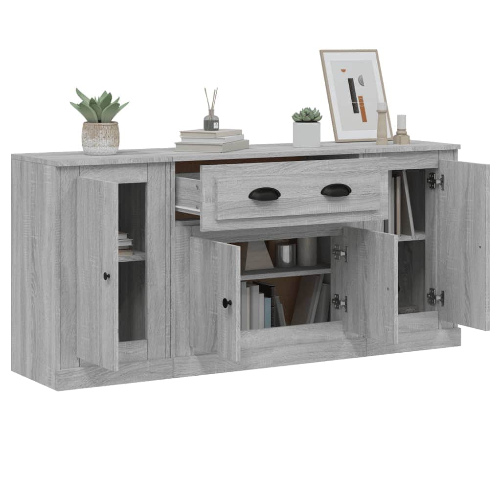 Contemporary Trio of White Engineered Wood Sideboards