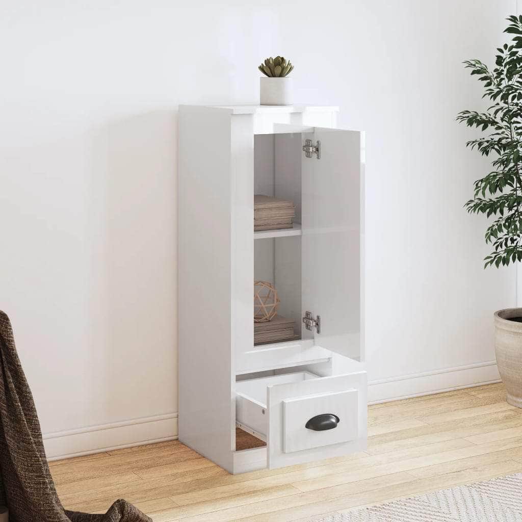 Contemporary White Highboard in Engineered Wood