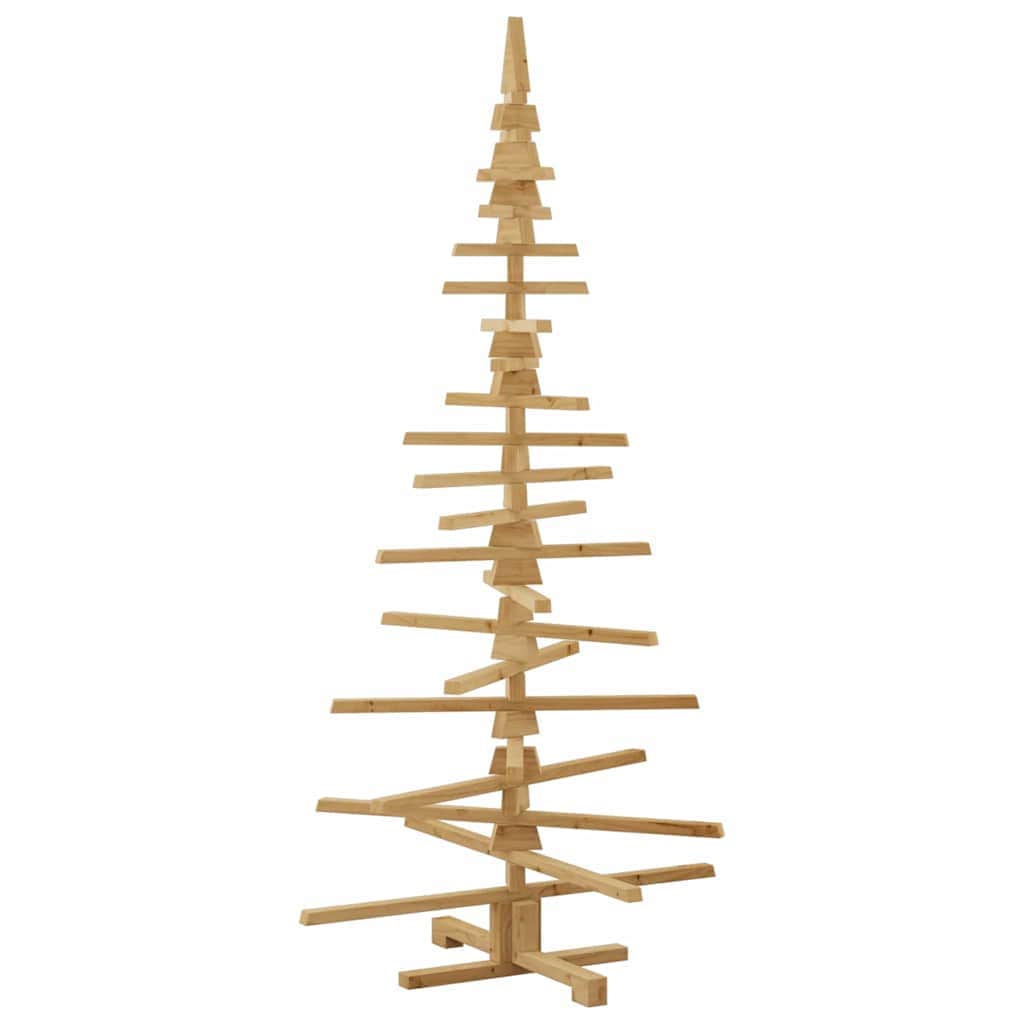Contemporary Wooden Christmas Tree with Stand Brown 180cm Solid pine wood
