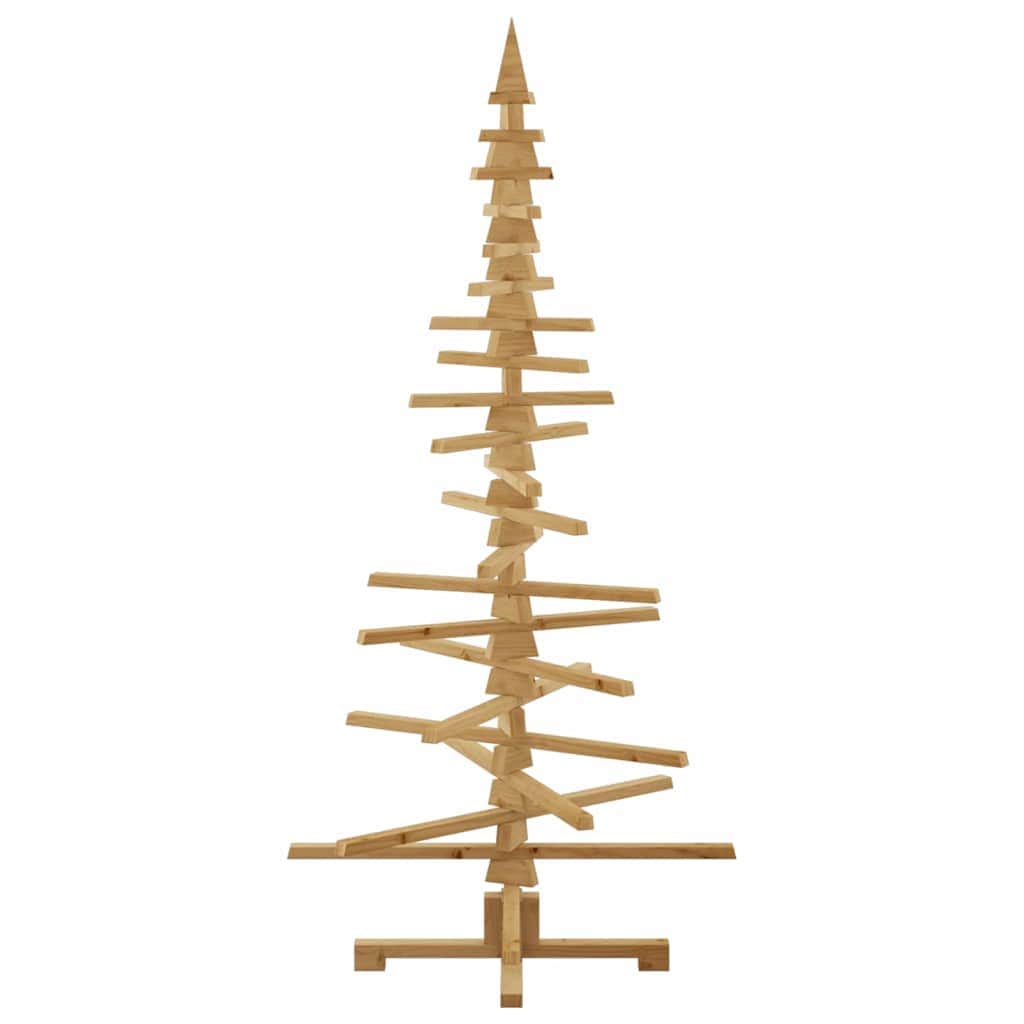 Contemporary Wooden Christmas Tree with Stand Brown 180cm Solid pine wood