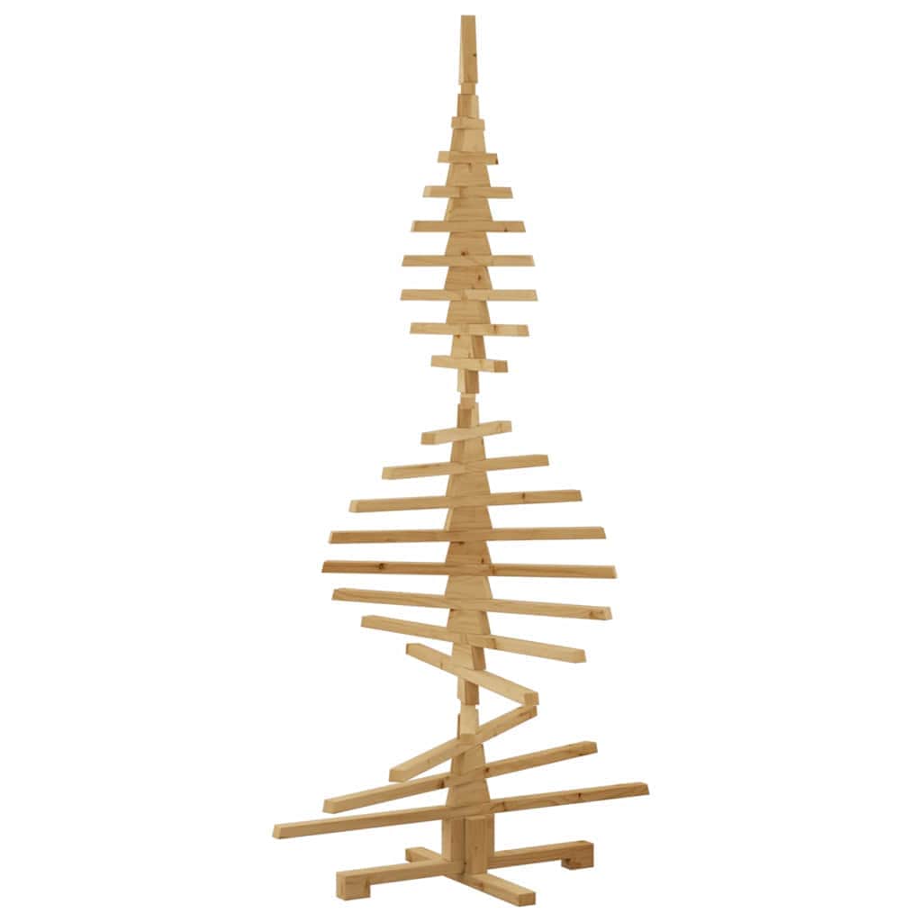 Contemporary Wooden Christmas Tree with Stand Brown 180cm Solid pine wood