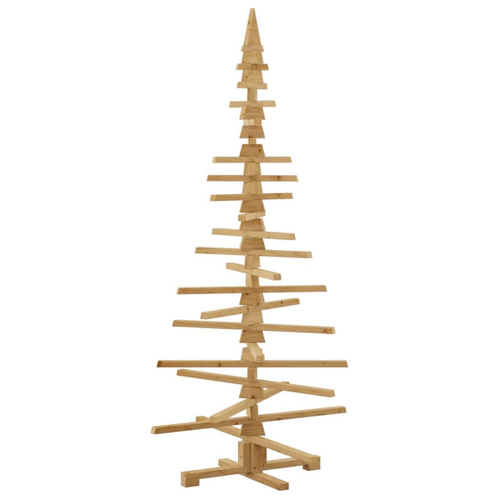 Contemporary Wooden Christmas Tree with Stand Brown 180cm Solid pine wood