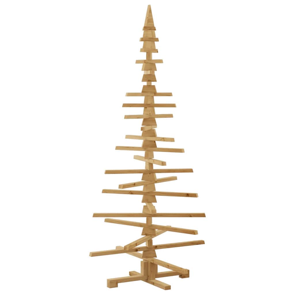 Contemporary Wooden Christmas Tree with Stand Brown 180cm Solid pine wood