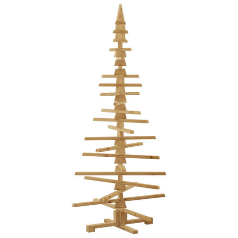 Contemporary Wooden Christmas Tree with Stand Brown 180cm Solid pine wood