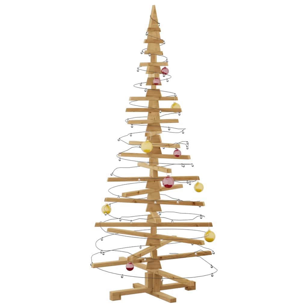 Contemporary Wooden Christmas Tree with Stand Brown 180cm Solid pine wood