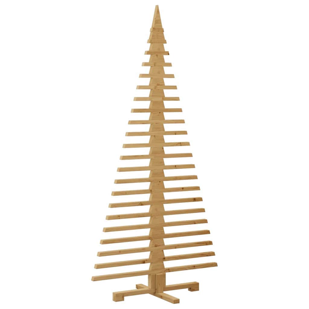 Contemporary Wooden Christmas Tree with Stand Brown 180cm Solid pine wood