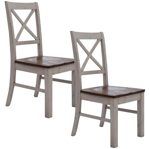 Contemporary X-Back Dining Chairs: Set of 2 in Solid Acacia Timber Wood