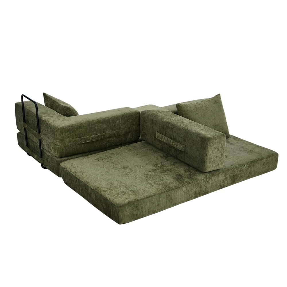 Convertible Loft Sofa Bed Futon Pull Out Couch Chenille Green