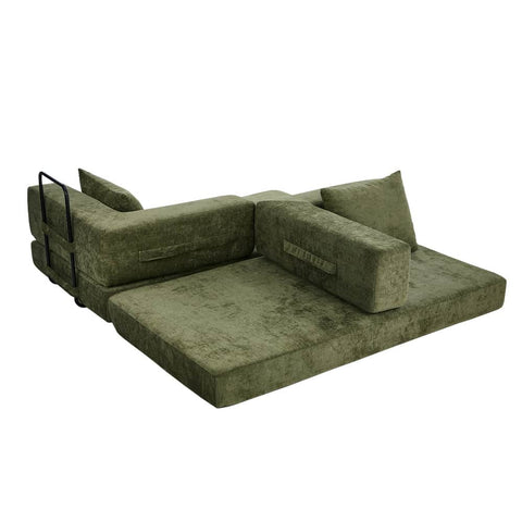 Convertible Loft Sofa Bed Futon Pull Out Couch Chenille Green