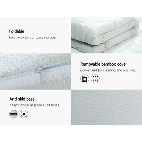 Cool Gel Memory Foam Topper Mattress Toppers W/ Bamboo Cover 5Cm King