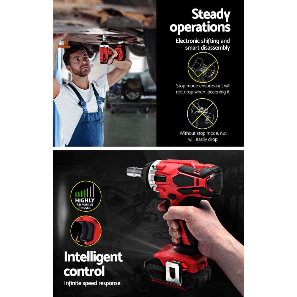 Cordless Impact Wrench 20V Lithium-Ion Battery Rattle Gun Sockets