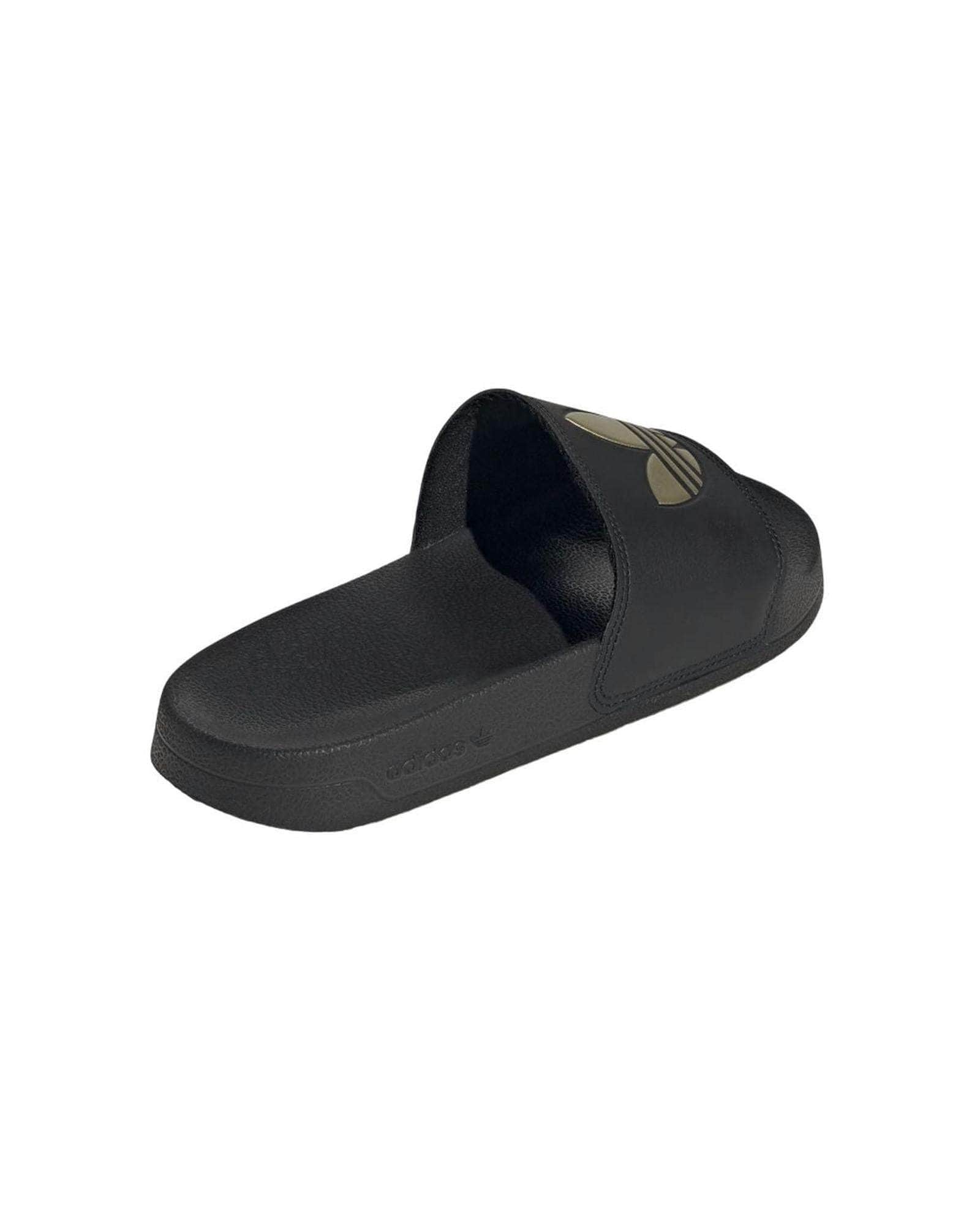 Core Black Casual Slides - Adidas Gold Edition
