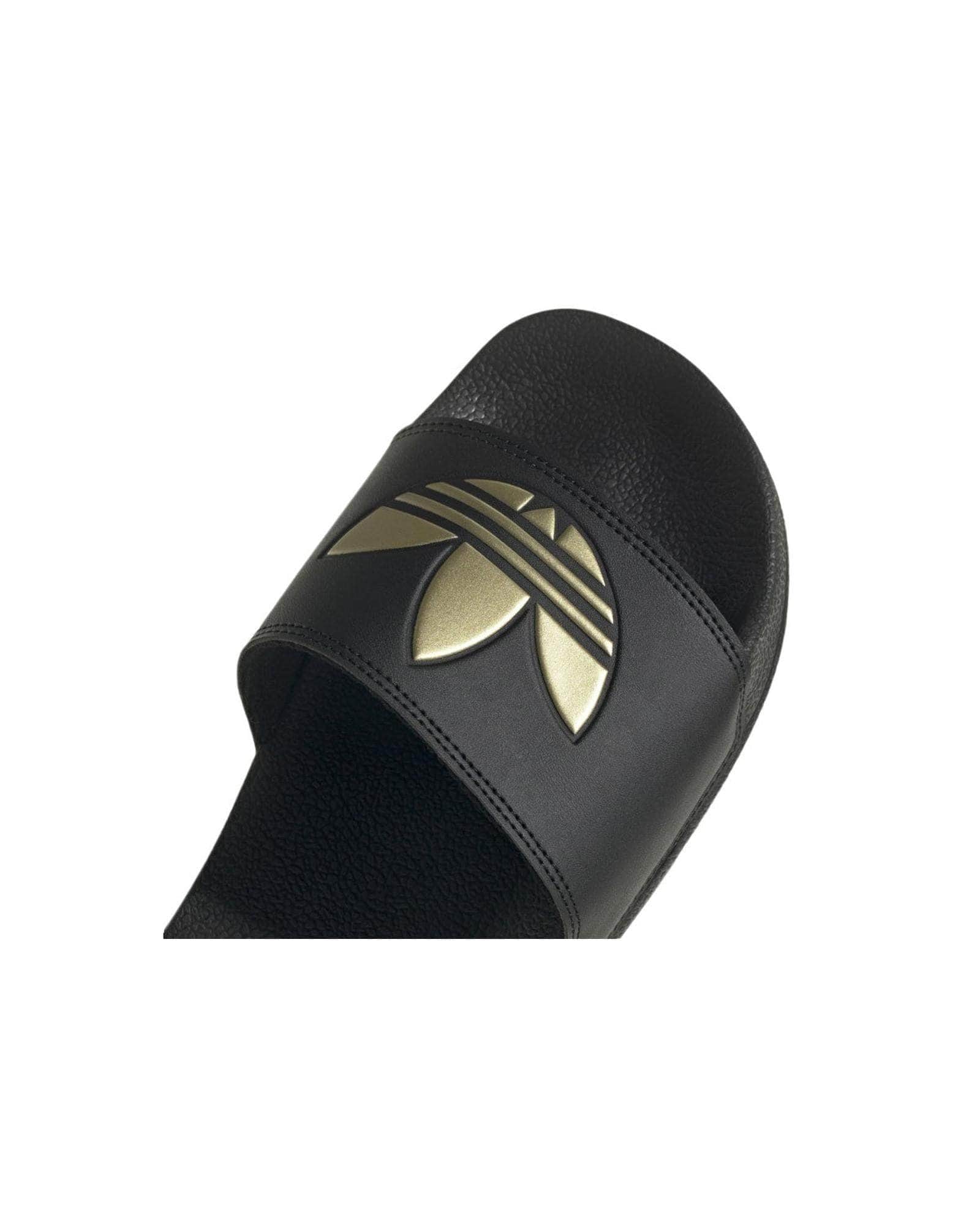 Core Black Casual Slides - Adidas Gold Edition