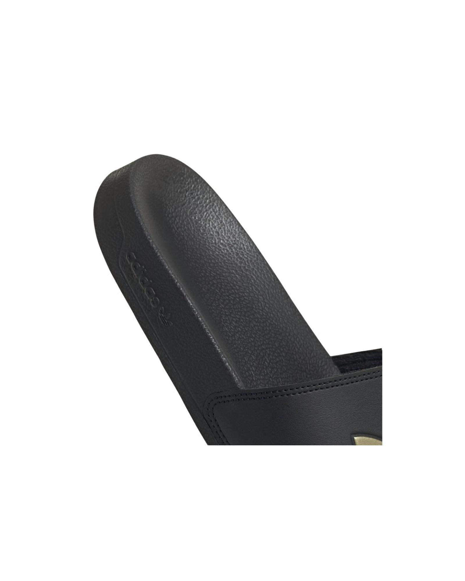 Core Black Casual Slides - Adidas Gold Edition