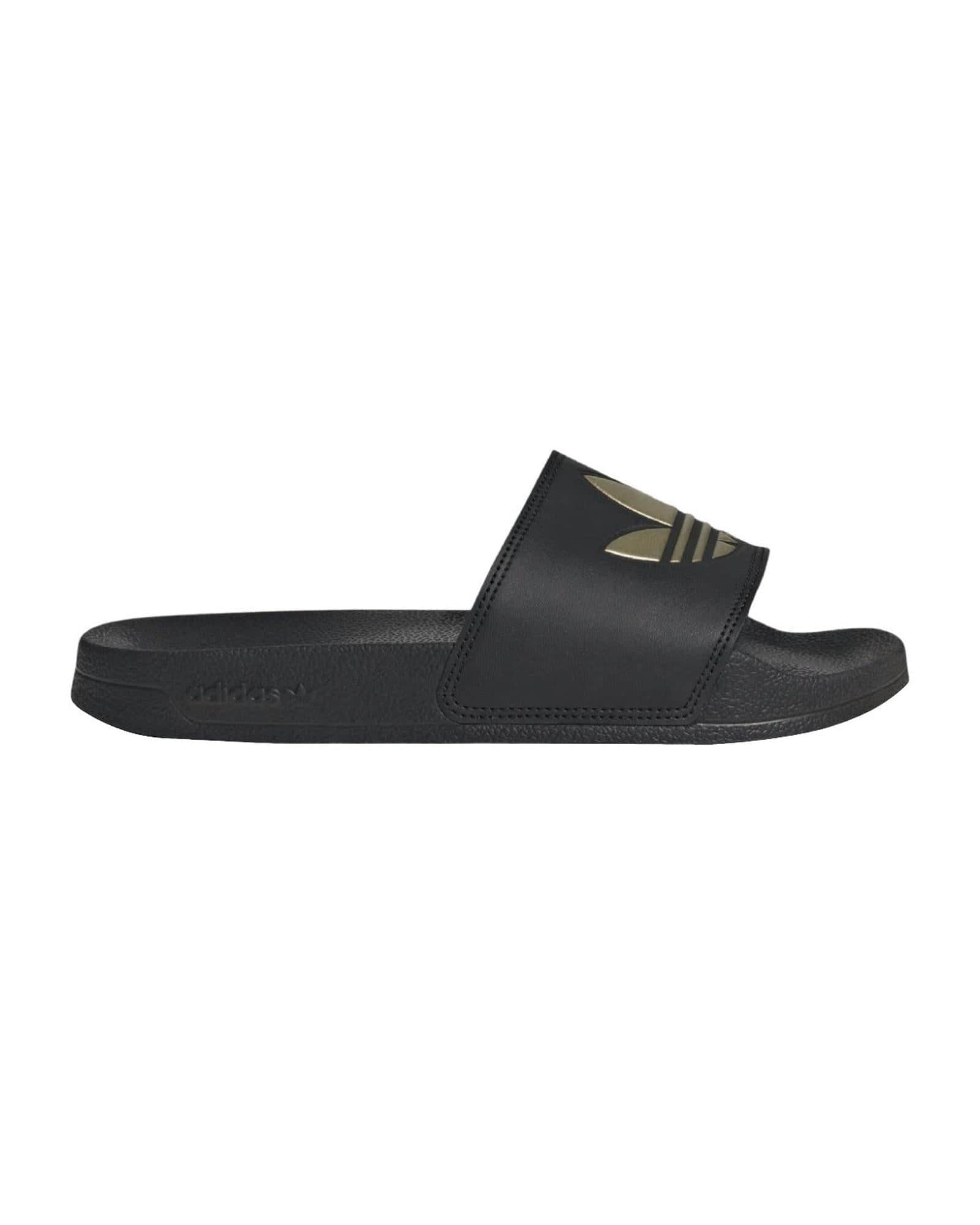 Core Black Casual Slides - Adidas Gold Edition