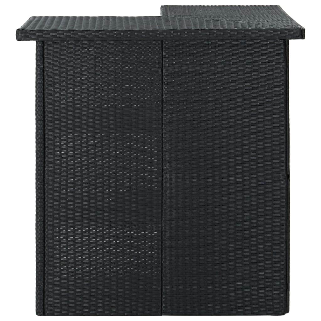 Rattan finish - Corner Bar Table Black 100x50x105cm Poly Rattan Outdoor Patio Furniture