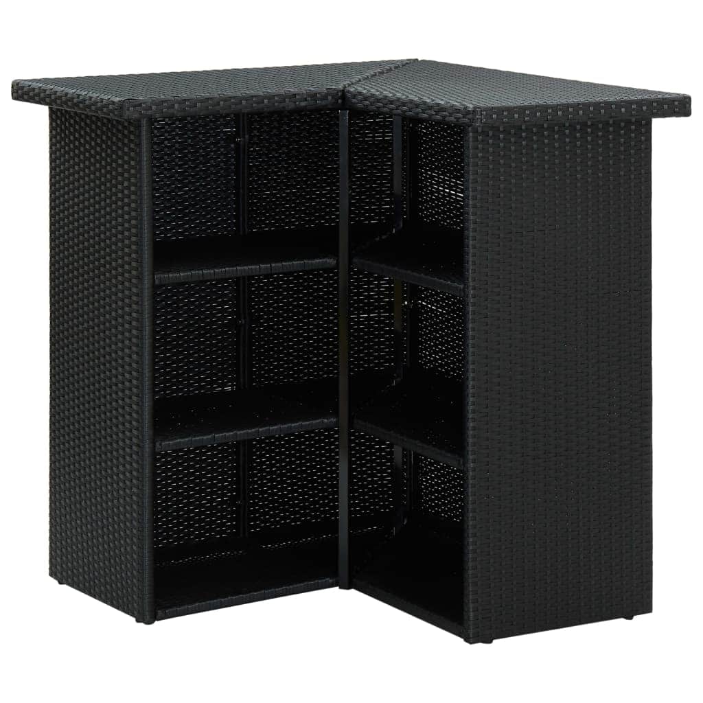 Corner Bar Table Black 100x50x105cm Poly Rattan Outdoor Patio Furniture | Black colour