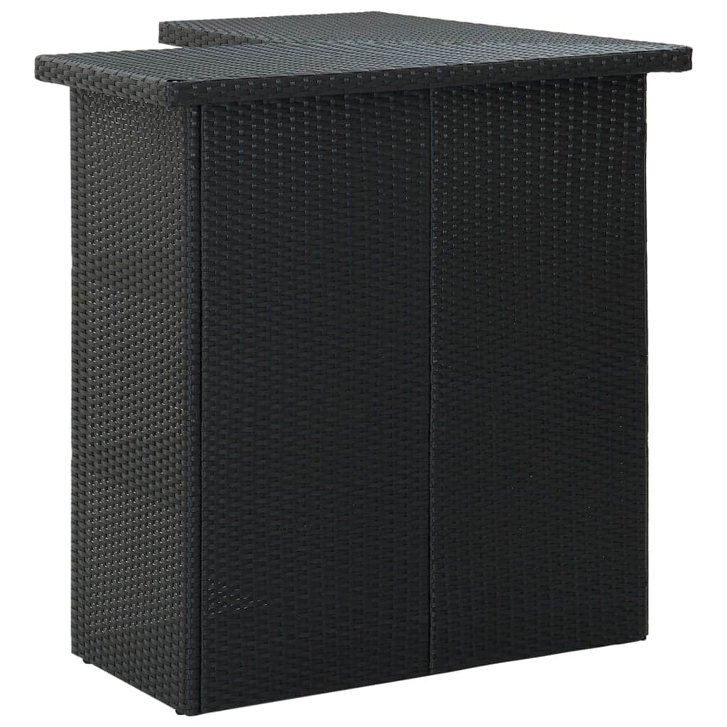 Black colour - Corner Bar Table Black 100x50x105cm Poly Rattan Outdoor Patio Furniture