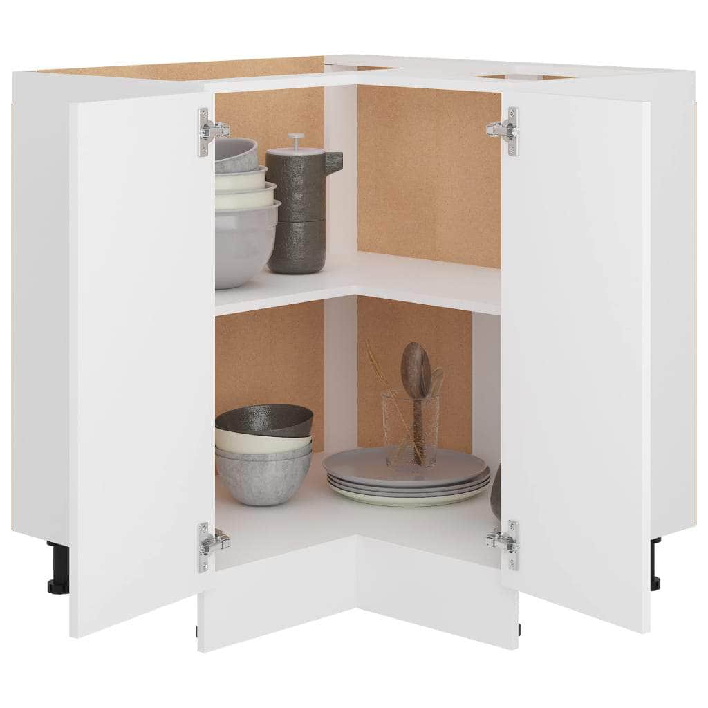 Corner Bottom Cabinet White Engineered Wood