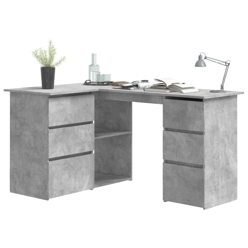 Corner Desk Concrete Grey Chipboard